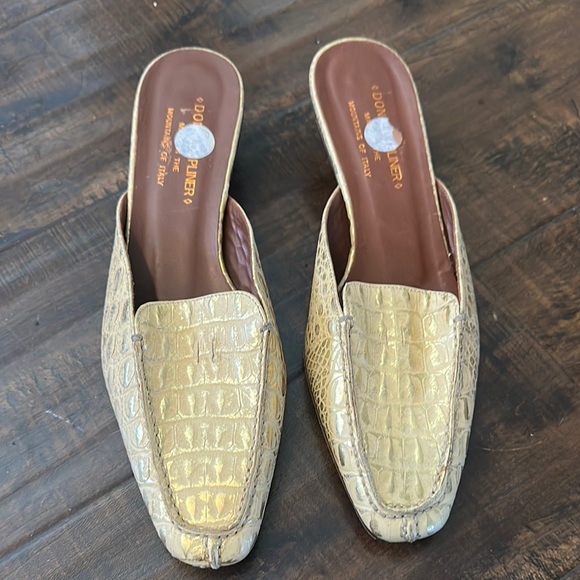 Donald J. Pliner Shoes - Donald J. Pliner Gold Textured Mules